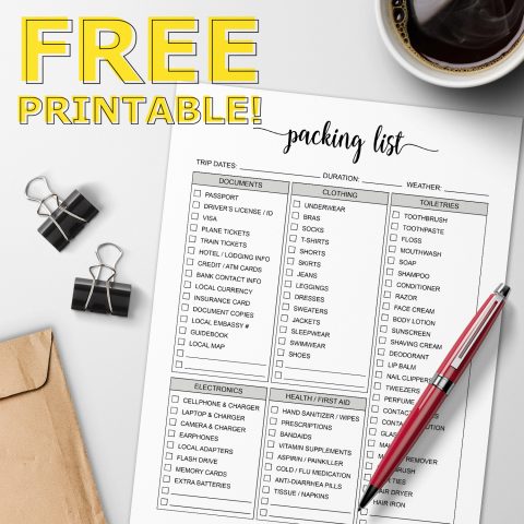 Packing list printable